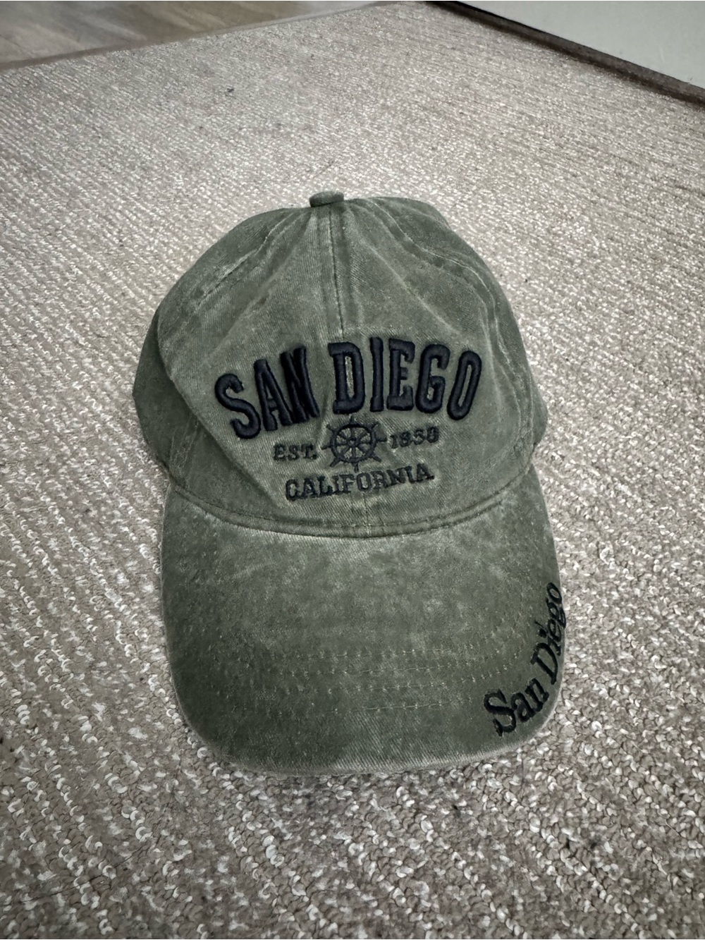 San Diego California Baseball Cap - Olive Green
